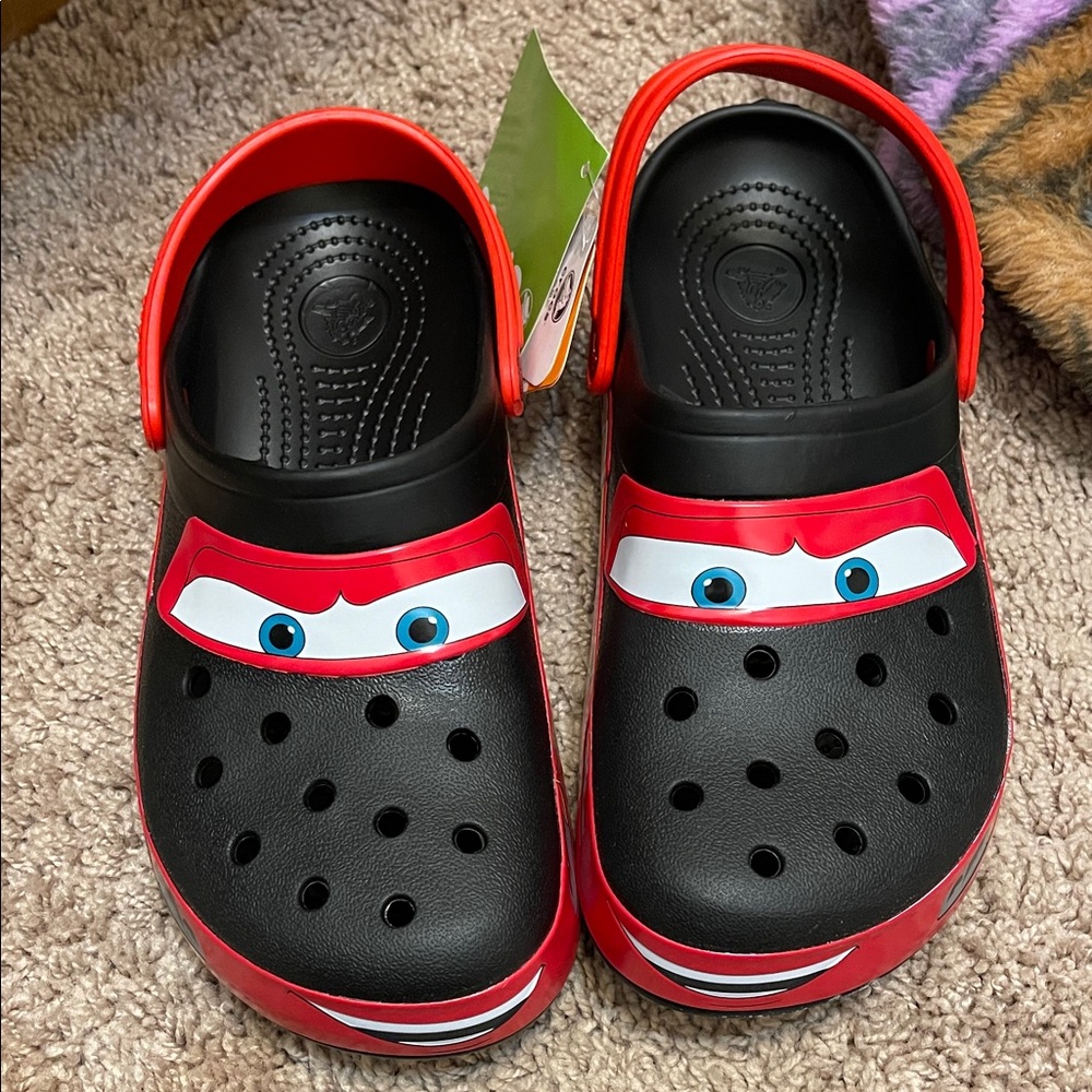 CROCS Kids' Black and Red Cartoon Clogs